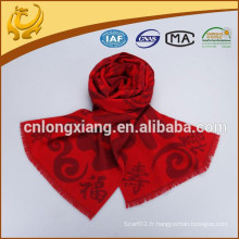 Style Classique Couleur Rouge Forme Jacquard 100% Foulard Viscose